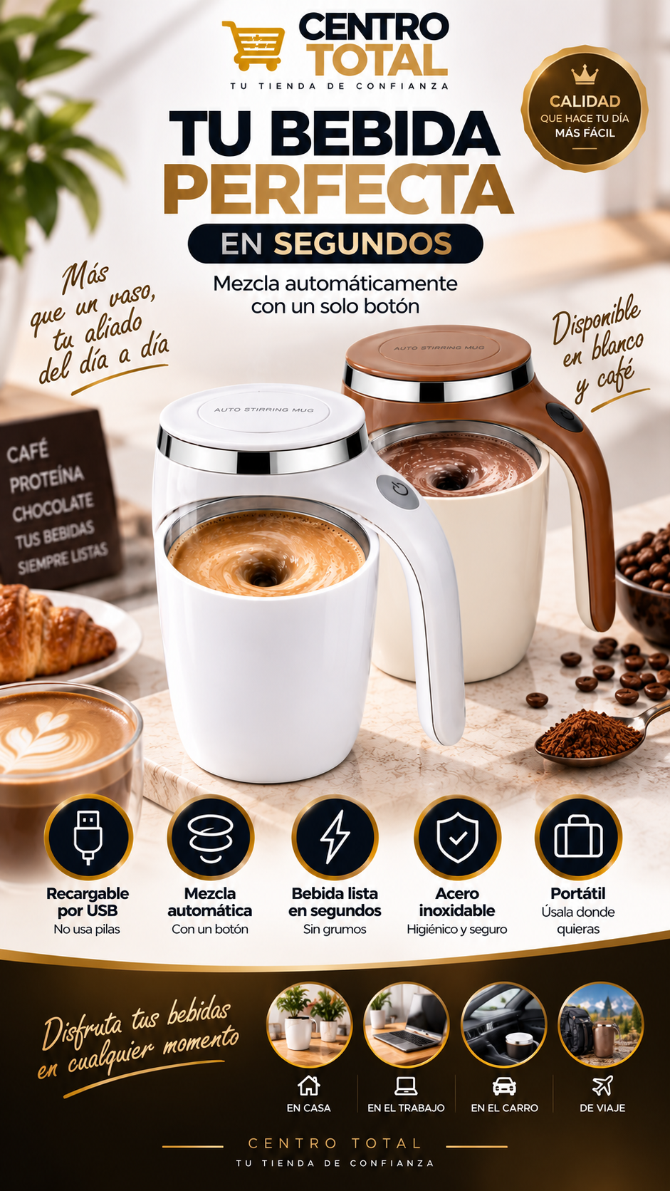 Vaso GiroMix – Taza de Automezcla Magnética Recargable