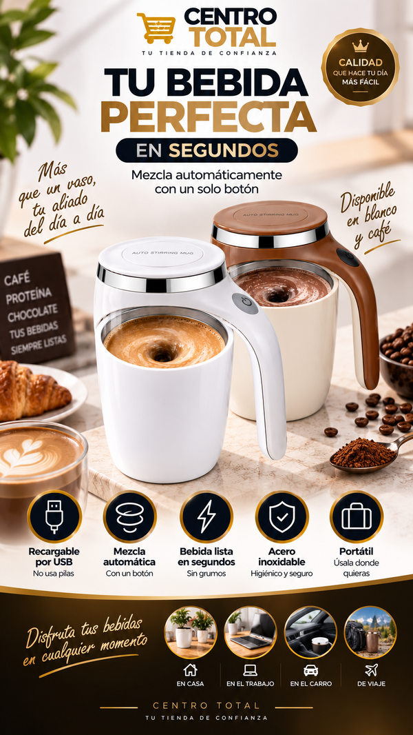 Vaso GiroMix – Taza de Automezcla Magnética Recargable