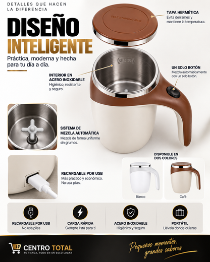 Vaso GiroMix – Taza de Automezcla Magnética Recargable