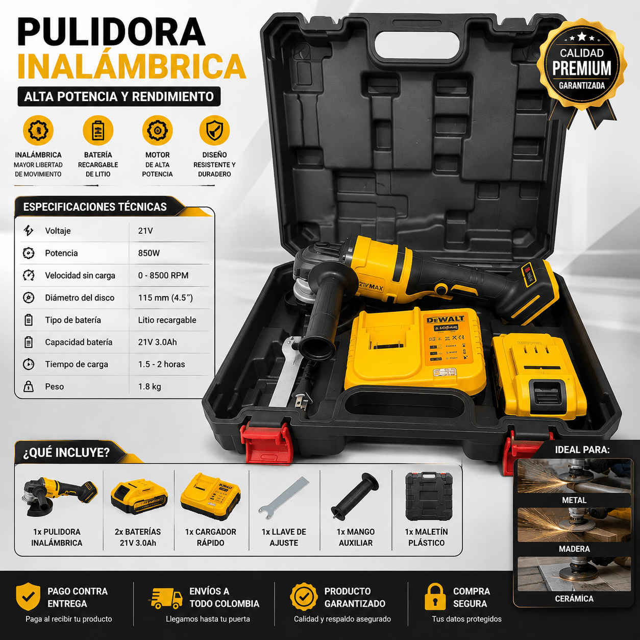 Pulidora 128v DeWalt