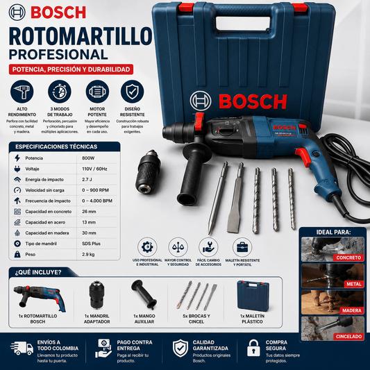 Rotomartillo 2 Mandriles Bosch