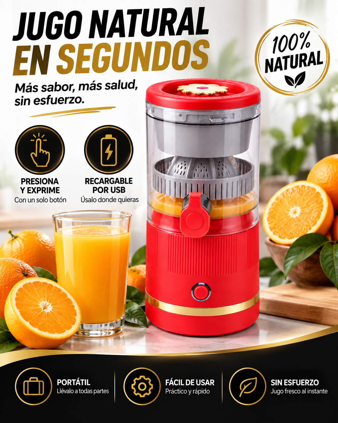 Citrus One™ – Exprimidor Eléctrico Portátil Recargable