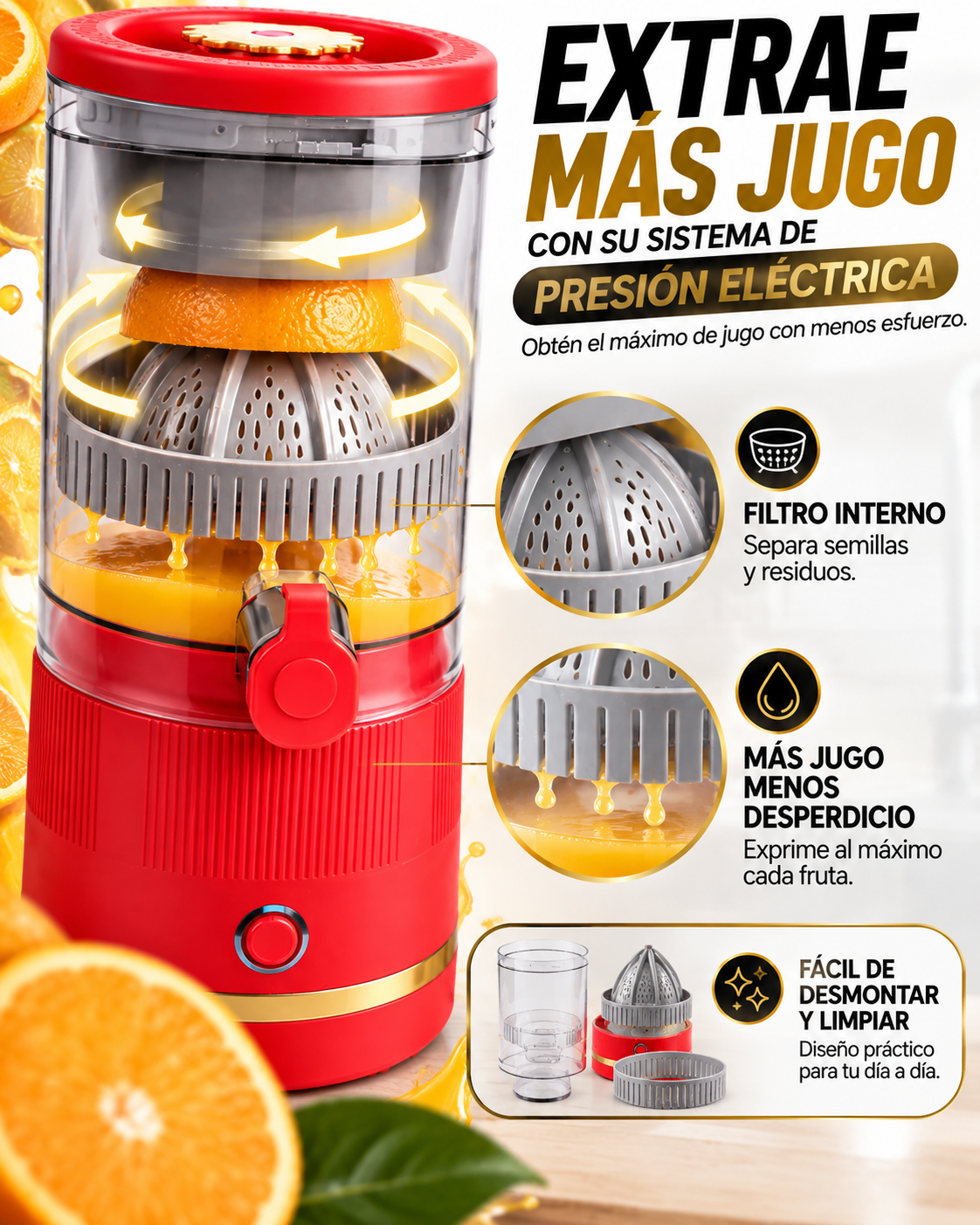 Citrus One™ – Exprimidor Eléctrico Portátil Recargable