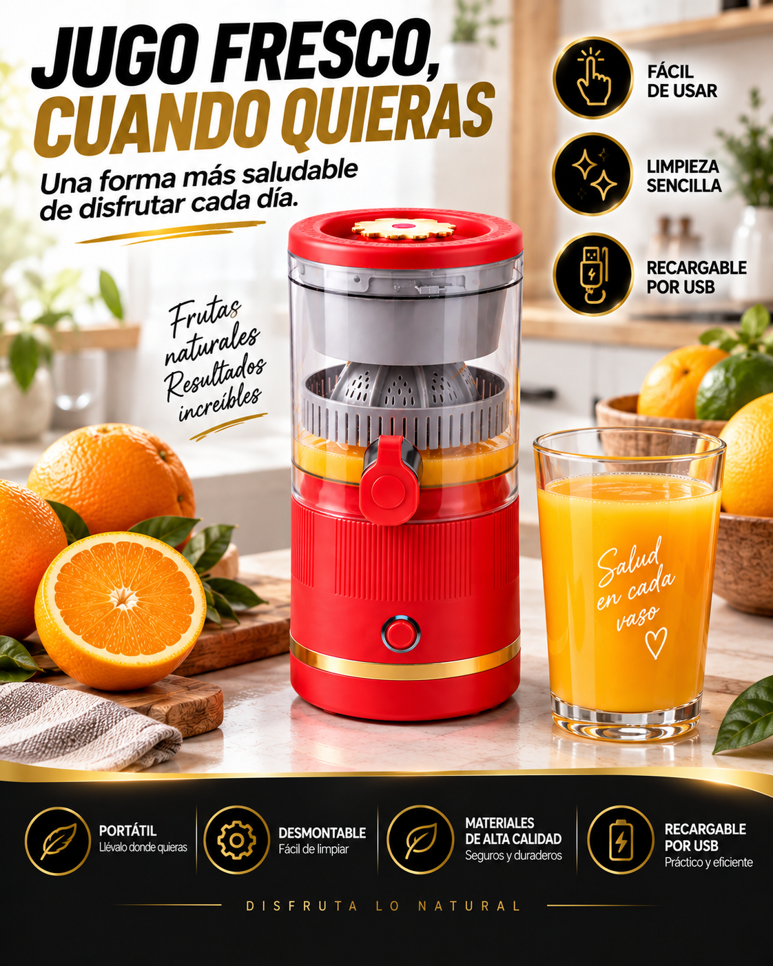 Citrus One™ – Exprimidor Eléctrico Portátil Recargable